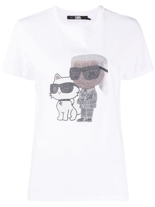 T-shirt donna manica corta con strass Karl Lagerfeld | 230W1772100